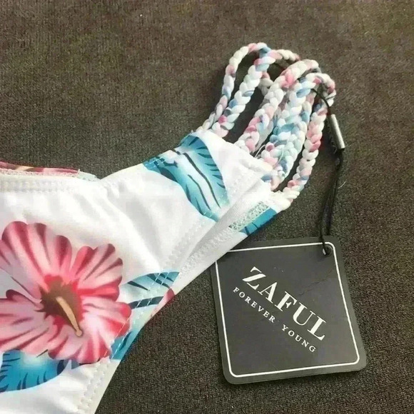 Zafaul white hibiscus bikini bottoms M NWT - Picture 4 of 4